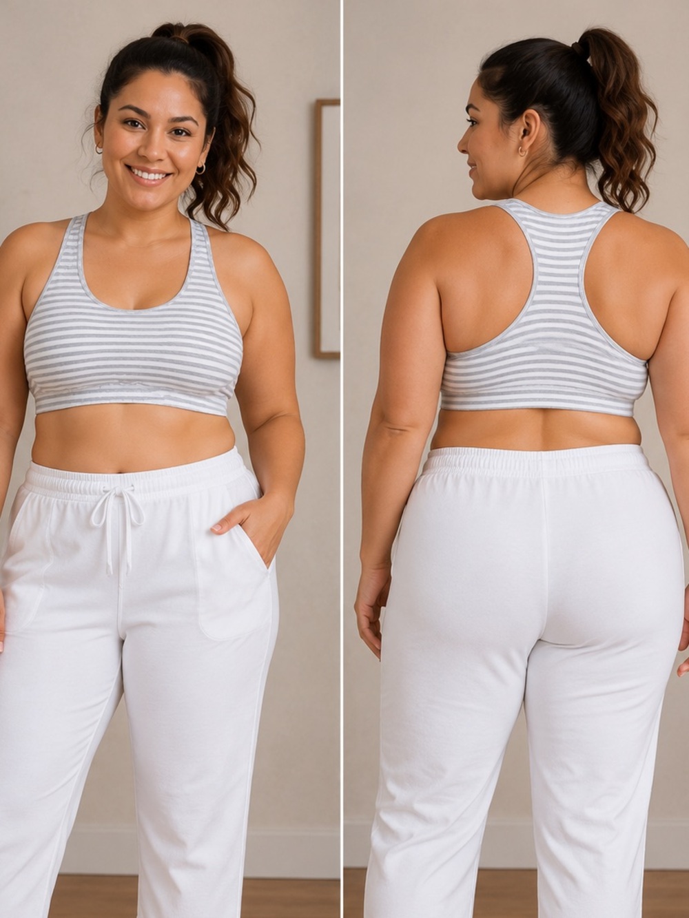 Gray Striped Racerback Sleep Bra